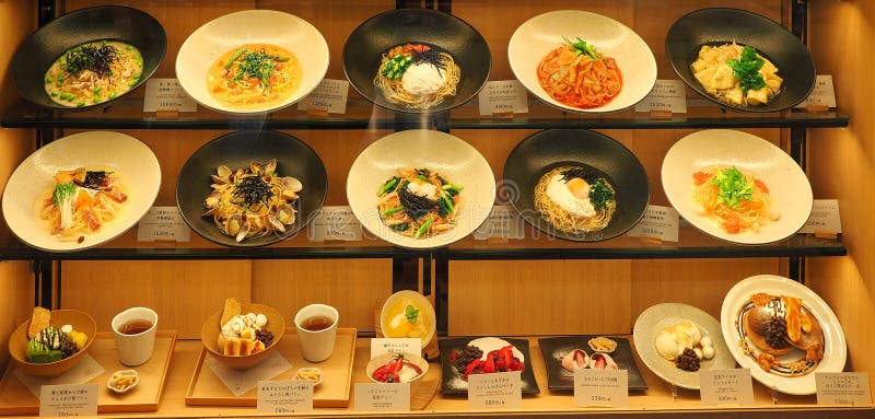Comida en la exhibición en Japón fotografía de archivo Comida en la exhibición en Japón fotografía de archivo