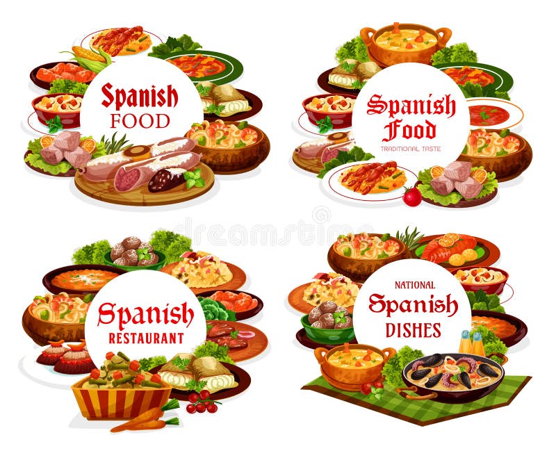 Logotipo Do Restaurante Alimentar Espanhol. Símbolo De Bandeira De Espanha  Com Garfo De Colher E ícones De Cabeça De Chef. Logótip Ilustração do Vetor  - Ilustração de placa, cafeteria: 228322863