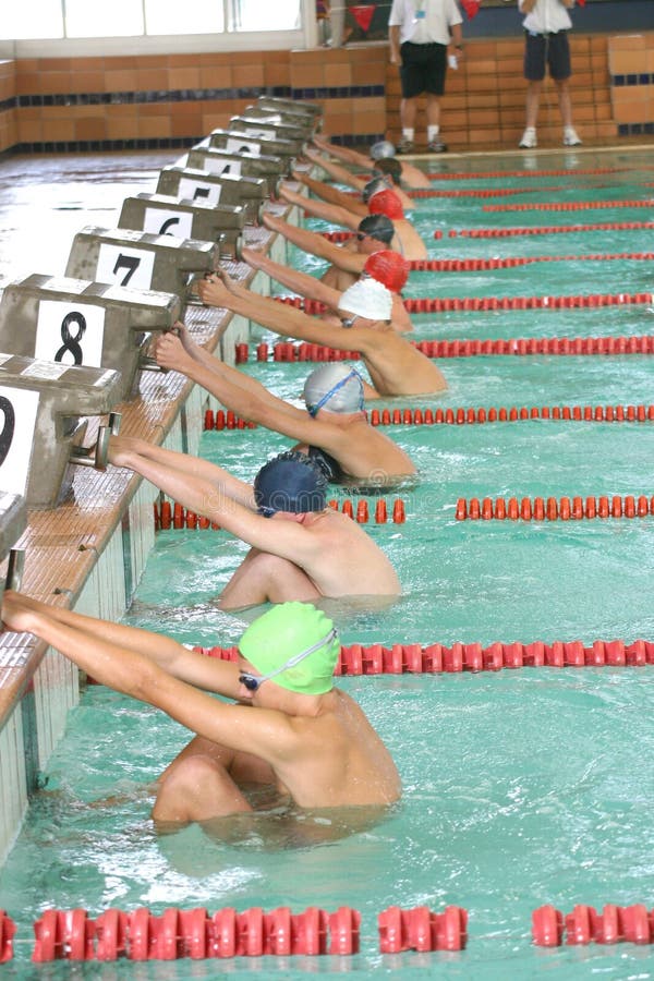 Start of the backstroke. Start of the backstroke