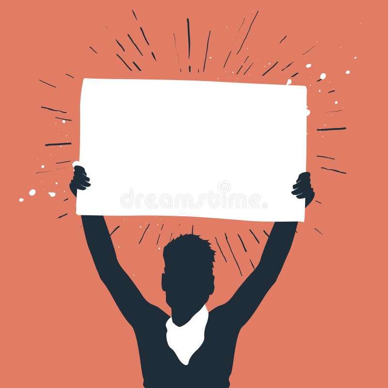 Silhouette Of Man Holding Protest Sign vector illustration