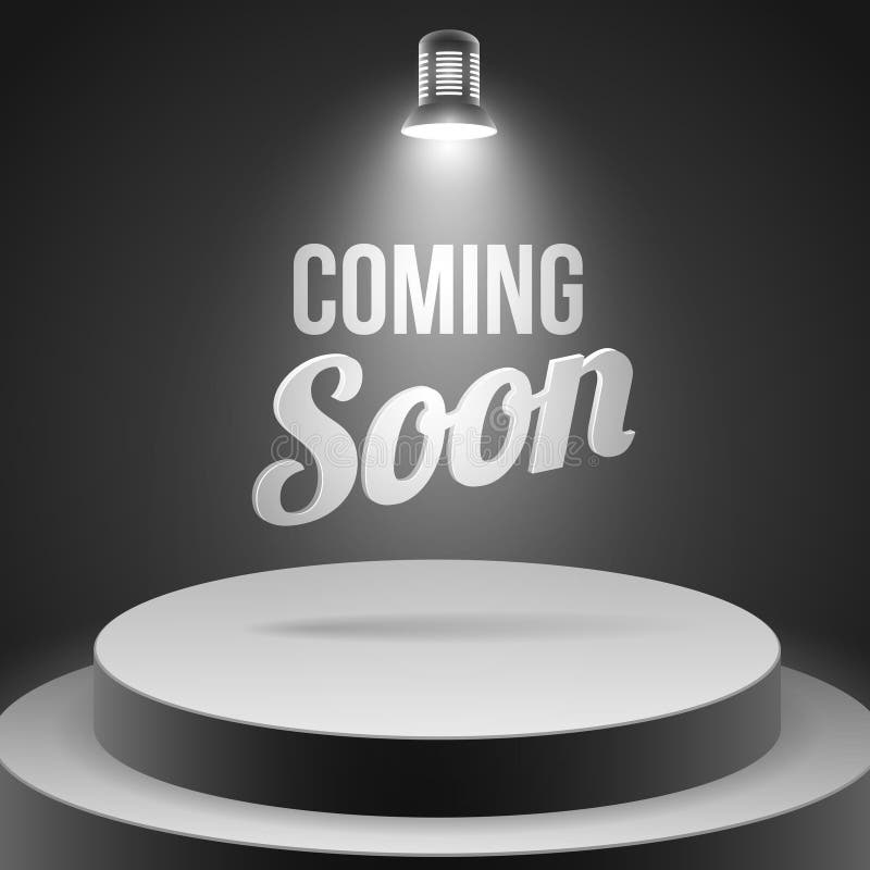Coming soon message illuminated with stage light royalty free illustration