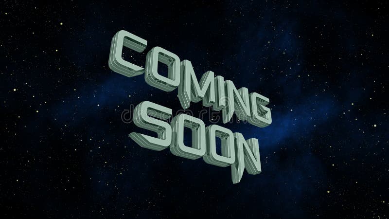 Coming soon message on space galaxy background 3 d render