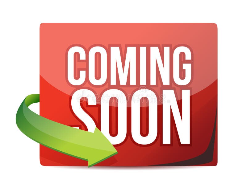 Coming soon sticker and arrow vector illustration