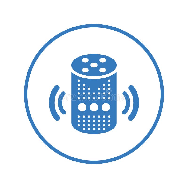 Command, Echo, Speaker, Voice Icon. Blue Color Design Stock