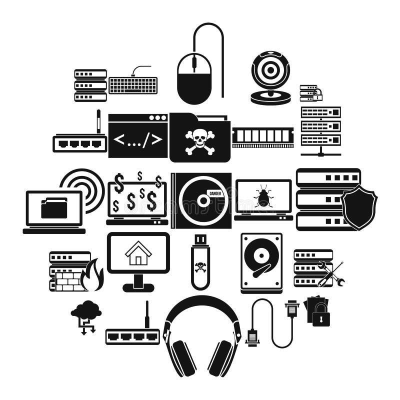 Command Line Icons Set, Simple Style Stock Vector - Illustration of ...