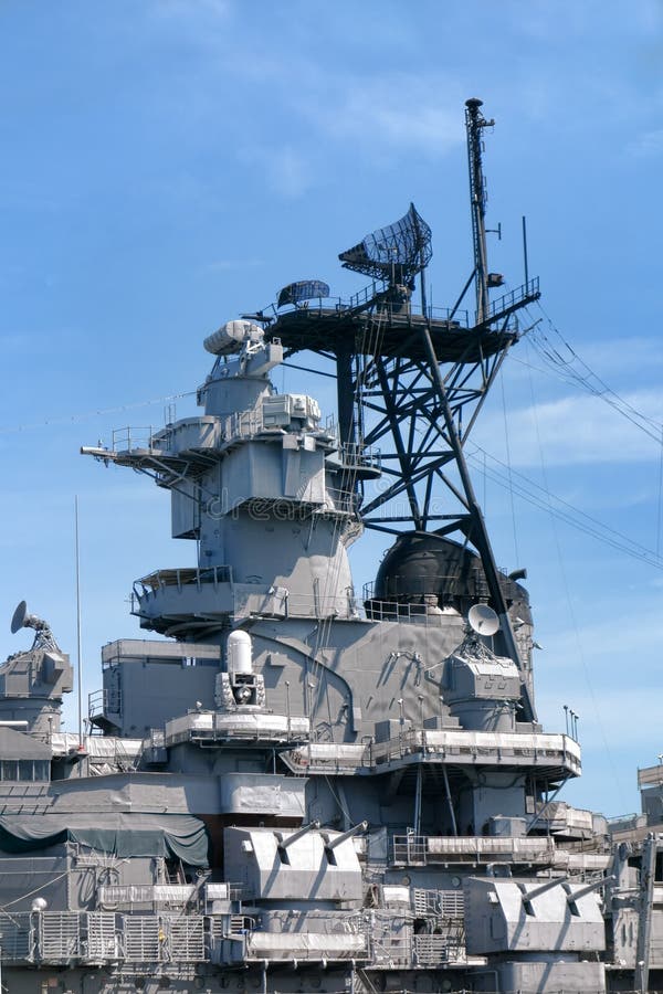 Command Tower And Weapons On US Navy Battleship Stock Image Image of fleet, ship 33219511