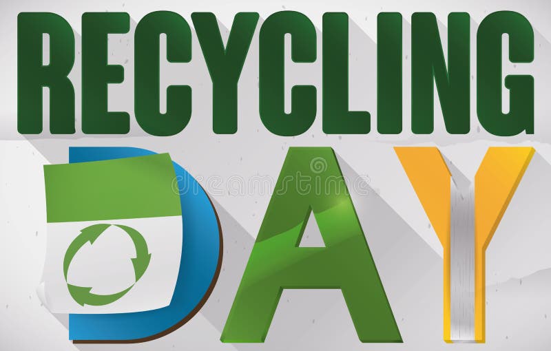 Recyclable Materials Over Recycle Arrows Symbol Promoting Recycling Day