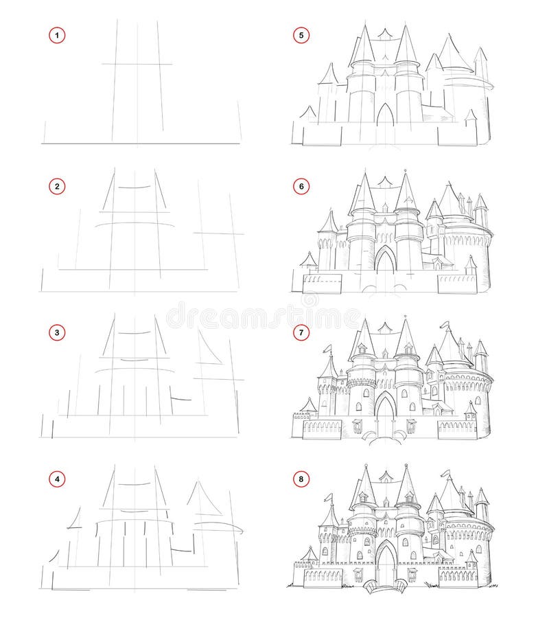 Comment Tirer De La Nature Pas A Pas Croquis Du Chateau Medieval Francais Dessin De Crayon De Creation Une Page Educative Pour Le Illustration De Vecteur Illustration Du Crayon Educatif Comment Tirer De La Nature Pas A Pas Croquis Du Chateau Medieval Francais Dessin De Crayon De Creation Une Page Educative Pour Le Illustration De Vecteur Illustration Du Crayon Educatif