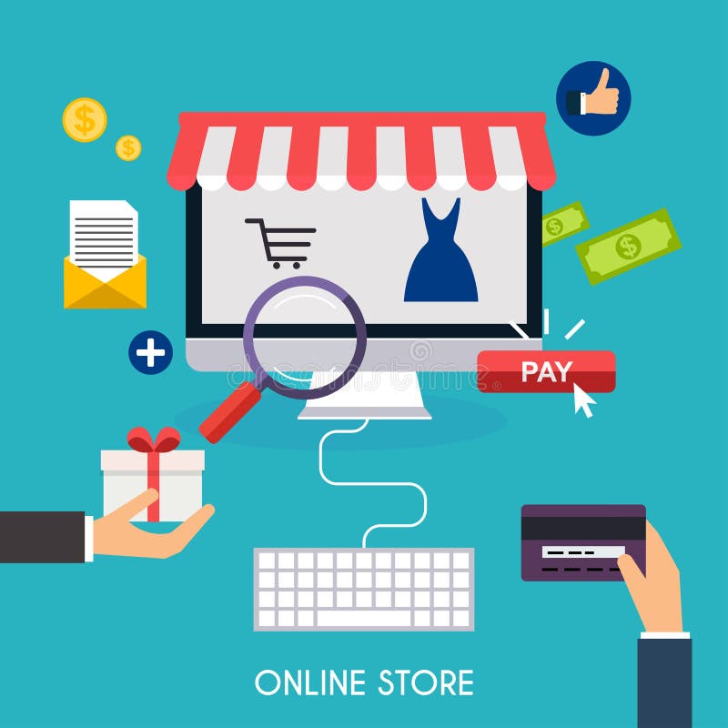 Commerce électronique, commerce électronique, achats en ligne, paiement illustration libre de droits Commerce électronique, commerce électronique, achats en ligne, paiement illustration libre de droits