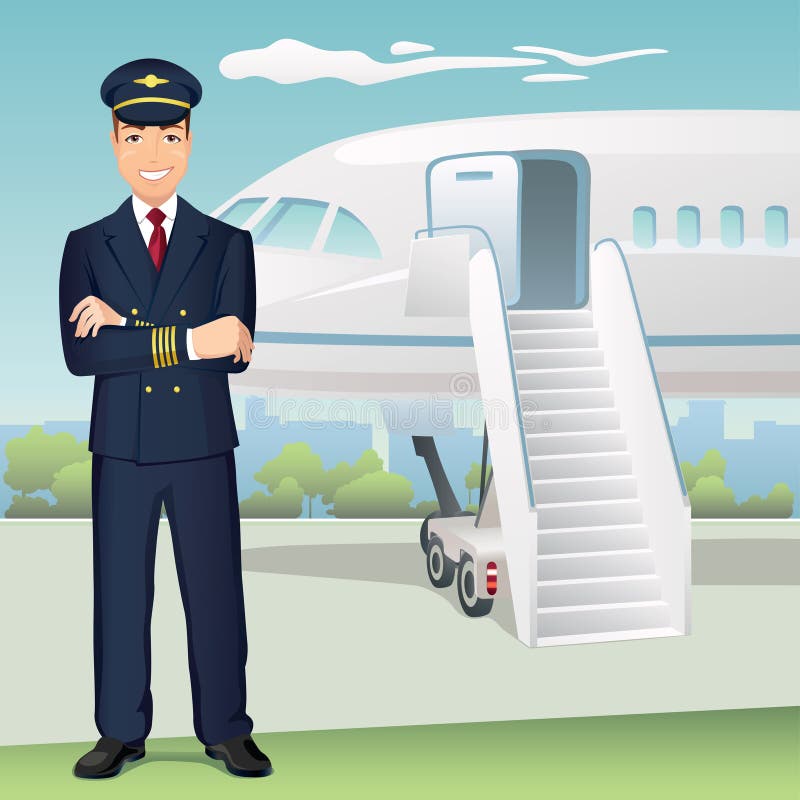 Vector illustration of affable airplane pilot. Vector illustration of affable airplane pilot