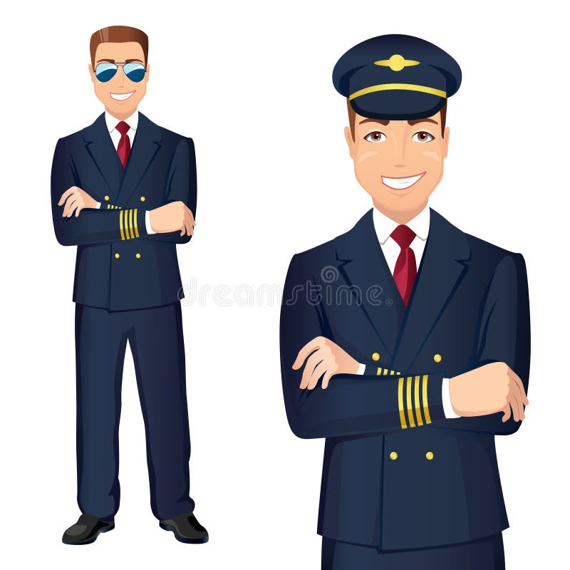 Vector illustration of affable airplane pilot. Vector illustration of affable airplane pilot