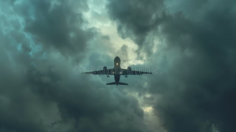 A commercial airplane climbs through the clouds, symbolizing progress and human ambition in aviation. vector illustration