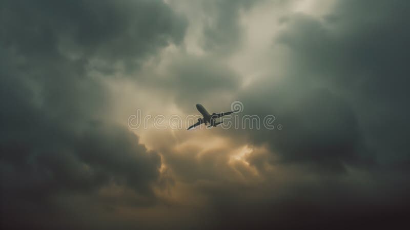 A commercial airplane climbs through the clouds, symbolizing progress and human ambition in aviation. vector illustration