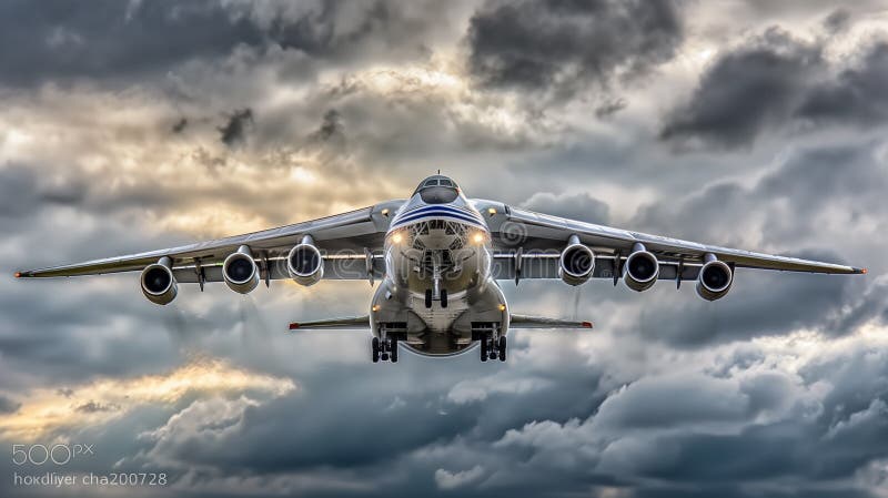 A commercial airplane climbs through the clouds, symbolizing progress and human ambition in aviation. stock illustration