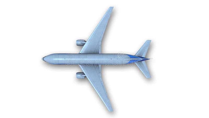 Commercial airplane isolated on white, top view stock illustration