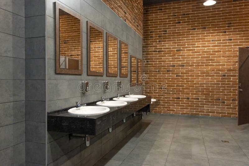 Commercial Bathroom, Sink and Containers for Antibacterial Soap Antiseptic  in a Public Toilet. Coronavirus and Hand Stock Photo - Image of empty,  room: 238950390