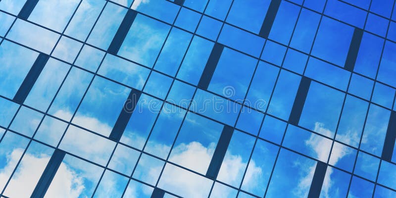 Commercial building with large panoramic windows decorations stock photography