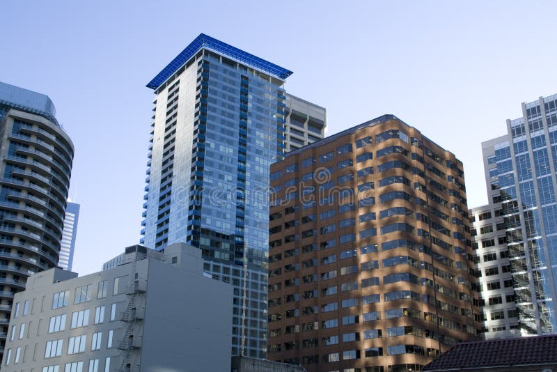 Commercial buildings in downtown Seattle stock image