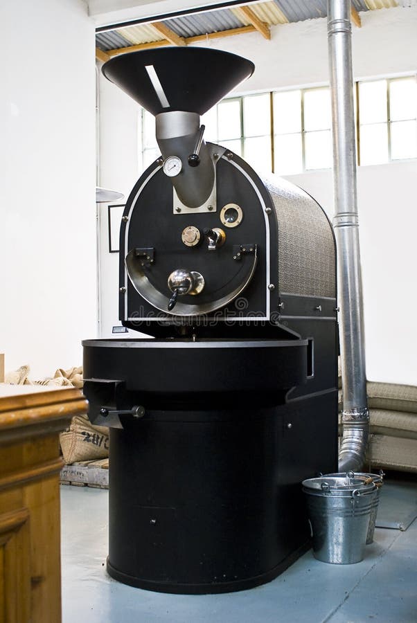 Commercial Coffee Drum Roaster Stock Image Image of industry, burns