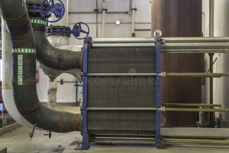 Commercial Heat Exchanger in a boiler room royalty free stock photo Commercial Heat Exchanger in a boiler room royalty free stock photo