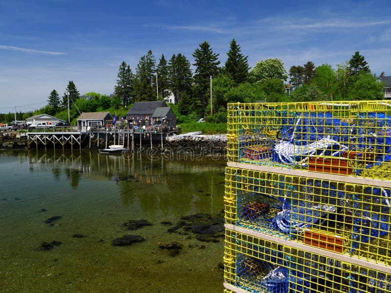 Commercial Lobster traps ready to work stock image