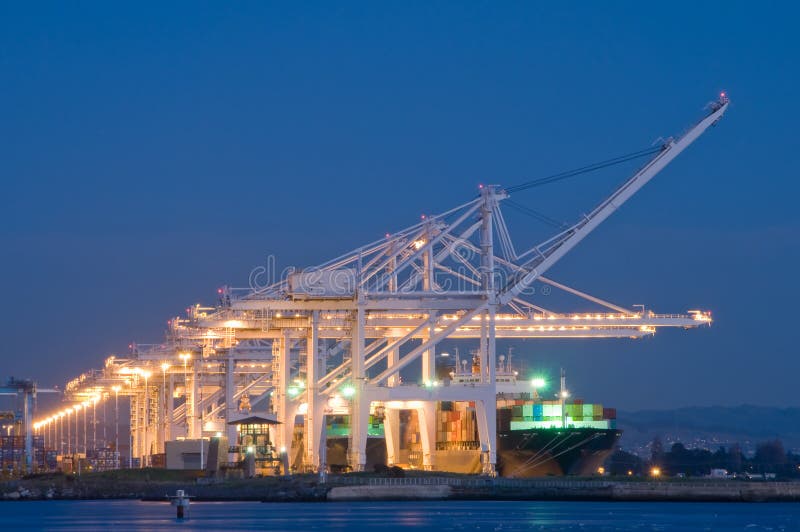 Commercial port at night stock image Commercial port at night stock image