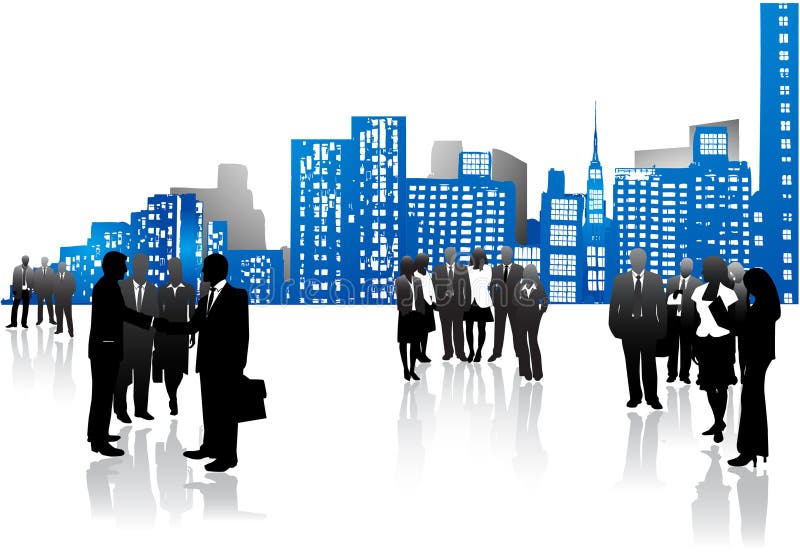 Zakelijk mensen en stad royalty-vrije illustratie
