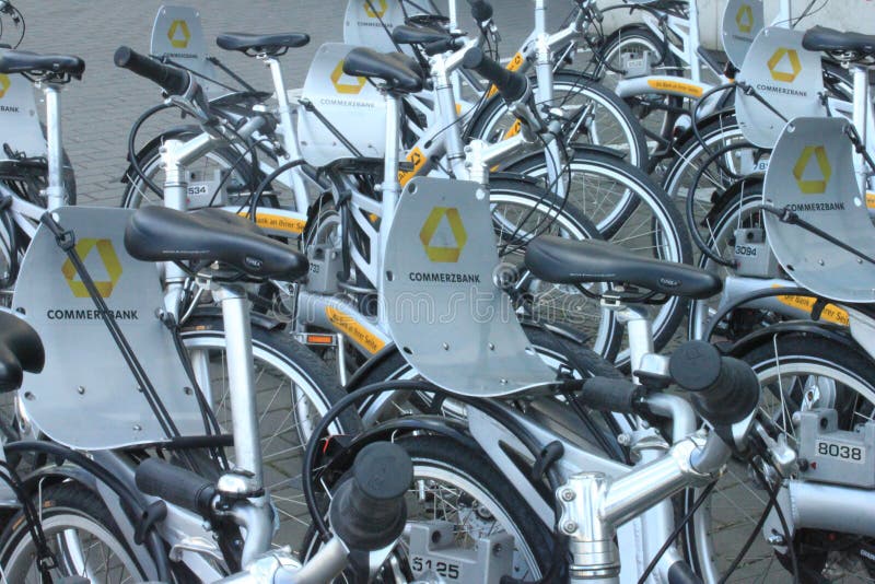 The bike fleet of the Commerzbank in Frankfurt. The bike fleet of the Commerzbank in Frankfurt