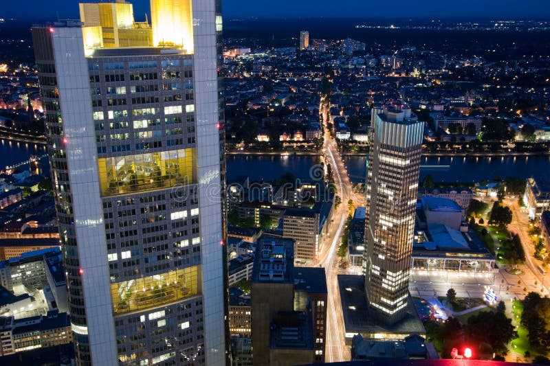 Commerzbank and the European Central Bank in Frankfurt. Commerzbank and the European Central Bank in Frankfurt