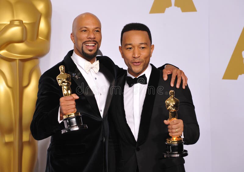 Common & John Legend. LOS ANGELES, CA - FEBRUARY 22, 2015: Common & John Legend (Lonnie Lynn & John Stephens) at the 87th Annual Academy Awards at the Dolby stock photo Common & John Legend. LOS ANGELES, CA - FEBRUARY 22, 2015: Common & John Legend (Lonnie Lynn & John Stephens) at the 87th Annual Academy Awards at the Dolby stock photo