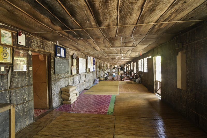 Communal area of Iban tribal longhouse, Sarawak, Borneo