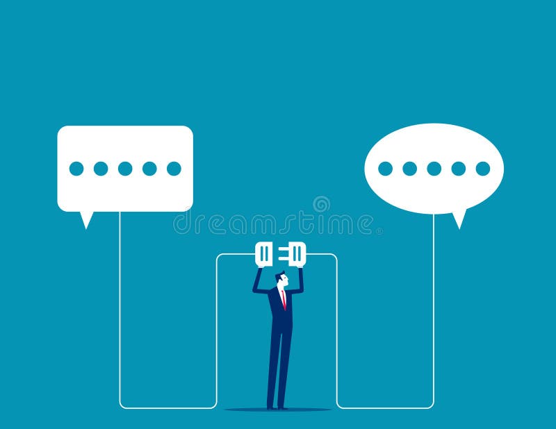 Communicate to solve problem concept. Connect idea for solution. Discussion or meeting to get new idea, collaboration or cooperate vector illustration