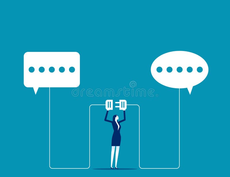 Communicate to solve problem concept. Connect idea for solution. Discussion or meeting to get new idea, collaboration or cooperate stock illustration