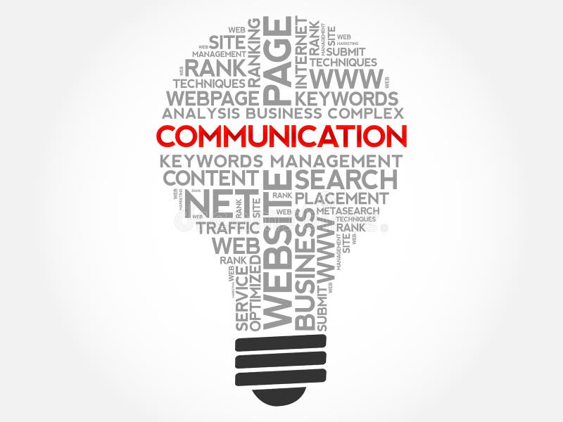 COMMUNICATION bulb word cloud collage stock illustration