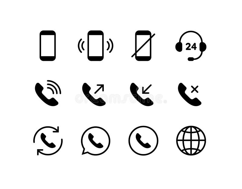 Communication Concept. Vector Flat Outline Icon Set Illustration. Black ...