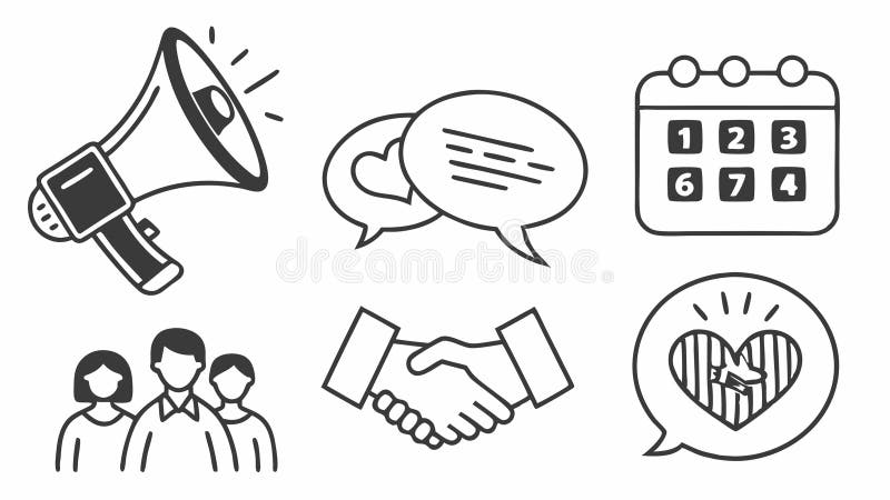 Communication and Engagement Icons, Business Interaction, vector design Generative AI royalty free illustration