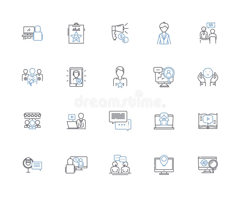 Communication outline icons collection. Dialogue, Interaction, Connection, Expression, Language, Transmission, Communion