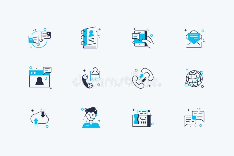 Communication line icons set