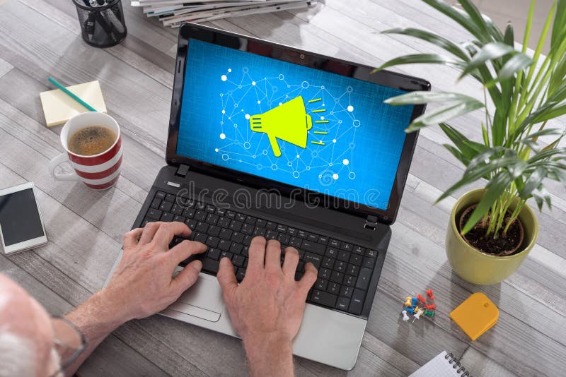 Communication network concept on a laptop royalty free stock images Communication network concept on a laptop royalty free stock images