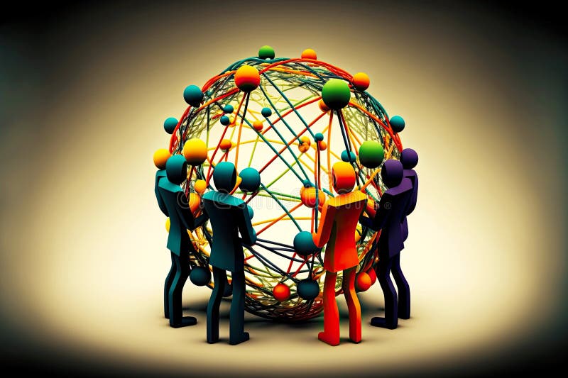 Communication in team and well-coordinated teamwork for implementation of business concept royalty free illustration