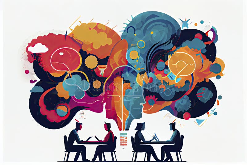 Communication & teamwork concept "brainstorming" creative and innovation icon royalty free illustration