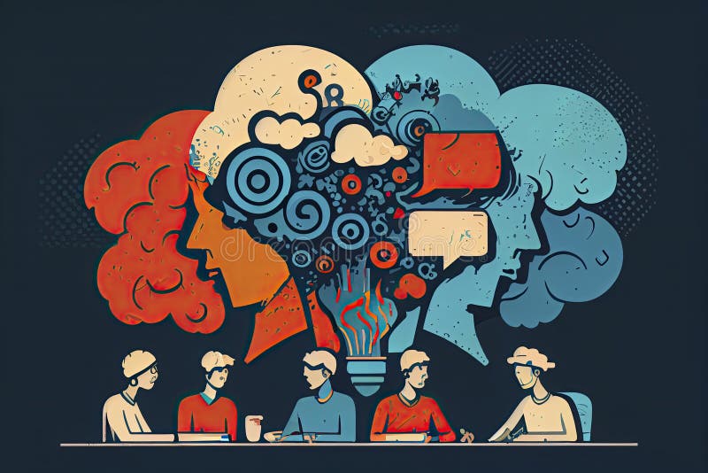 Communication & teamwork concept "brainstorming" creative and innovation icon royalty free illustration