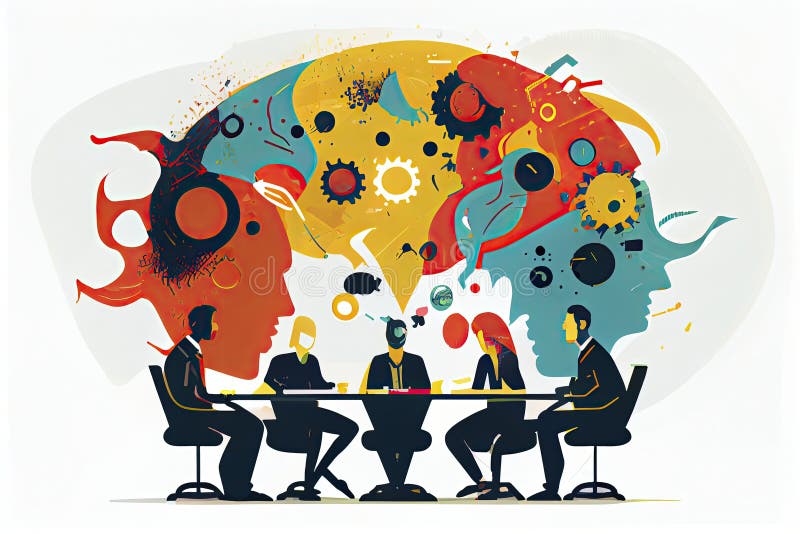 Communication & teamwork concept "brainstorming" creative and innovation icon stock illustration