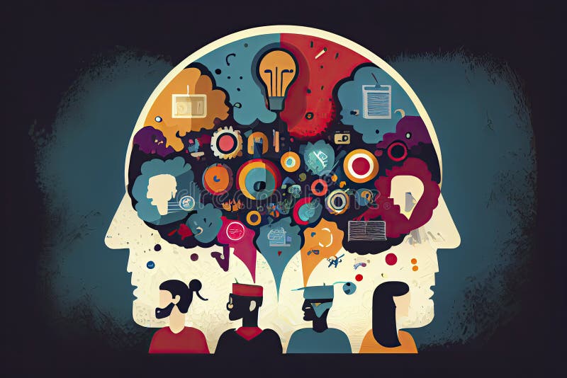 Communication & teamwork concept "brainstorming" creative and innovation icon vector illustration