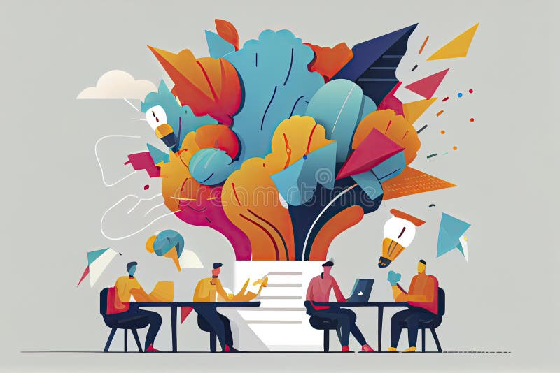 Communication & teamwork concept "brainstorming" creative and innovation icon royalty free illustration