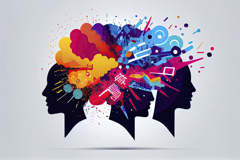 Communication & teamwork concept "brainstorming" creative and innovation icon stock illustration