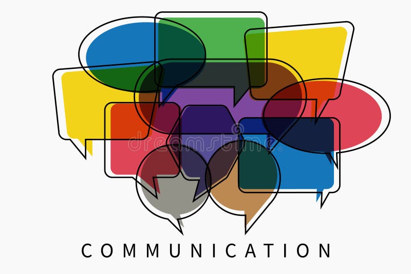 Communication. Word with colorful multi colored dialog speech bubbles. Flat illustration of communication concept on white stock illustration