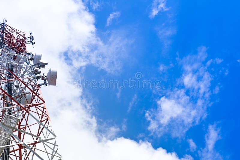 Communications tower with a beautiful blue sky royalty free stock images Communications tower with a beautiful blue sky royalty free stock images