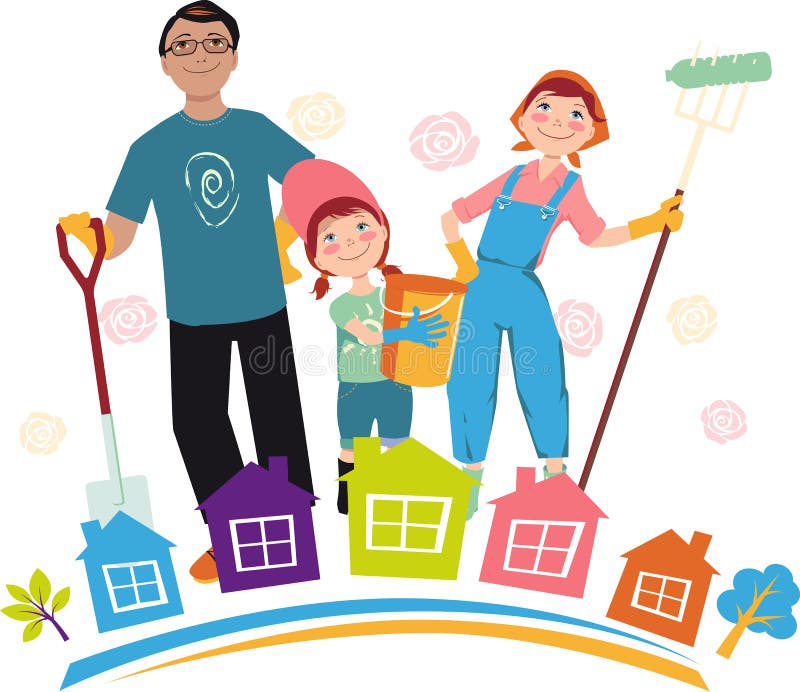 Community clean up crew stock illustration.