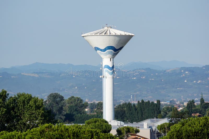 Community public water tower utility. panoramic view stock photo